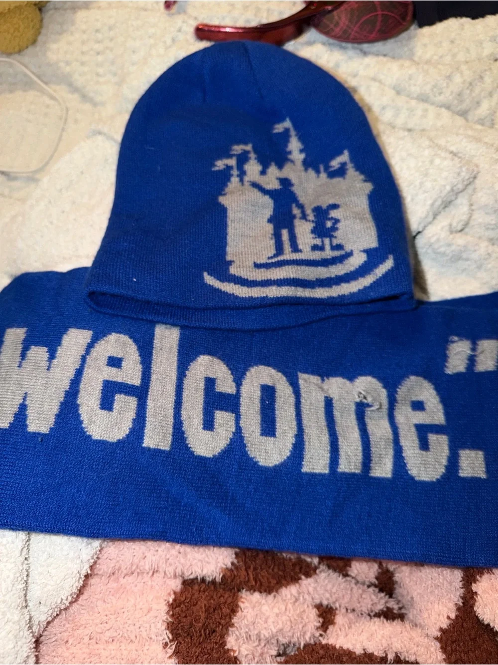 Disney Blue and Silver Castle Scarf and Beanie Set